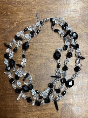 Onyx/Quartz 3 strand Necklace